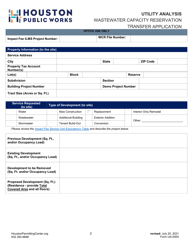 Form UA-0004 Wastewater Capacity Reservation Transfer Application - City of Houston, Texas, Page 2