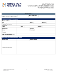 Form UA-0004 Wastewater Capacity Reservation Transfer Application - City of Houston, Texas, Page 3