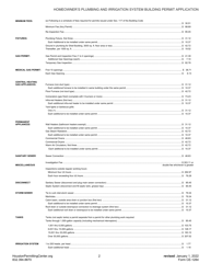 Form CE-1284 Homeowner&#039;s Plumbing and Irrigation System Building Permit Application - City of Houston, Texas, Page 2