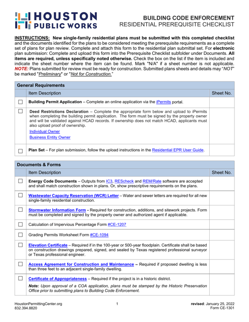 Form CE-1301  Printable Pdf