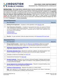 Form CE-1301 Residential Prerequisite Checklist - City of Houston, Texas