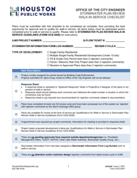 Form OCE-0007 Stormwater Plan Review Walk-In Service Checklist - City of Houston, Texas, Page 2