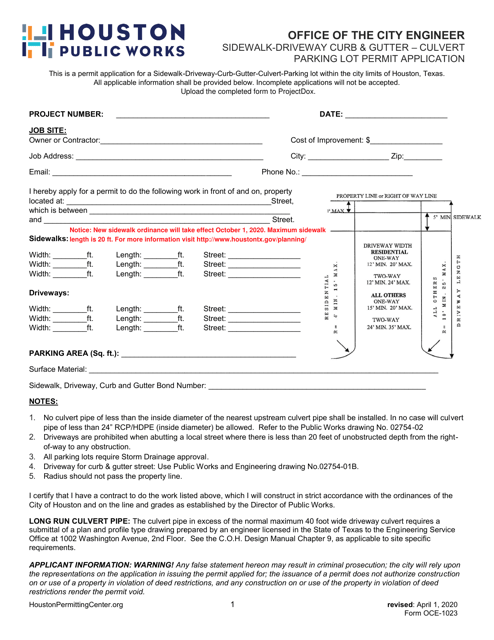Form OCE-1023  Printable Pdf