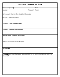 Document preview: Preschool Observation Form