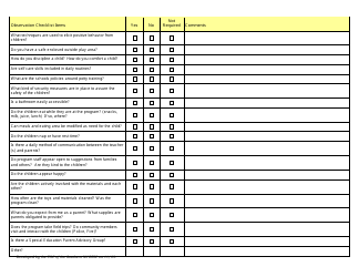 Preschool Observation Checklist Template, Page 2