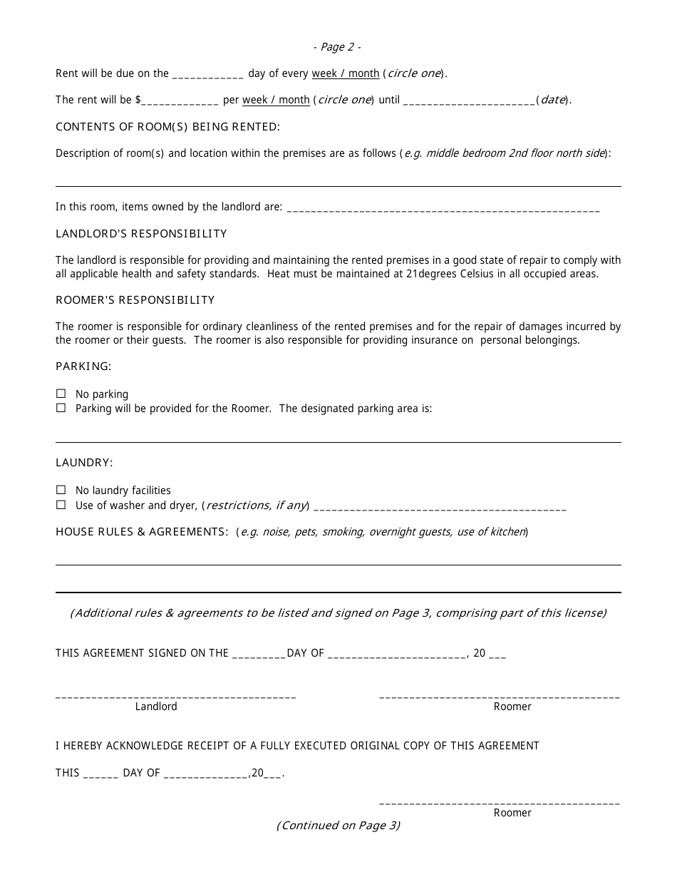 Roomer/Landlord Agreement Template - Fill Out, Sign Online and Download ...