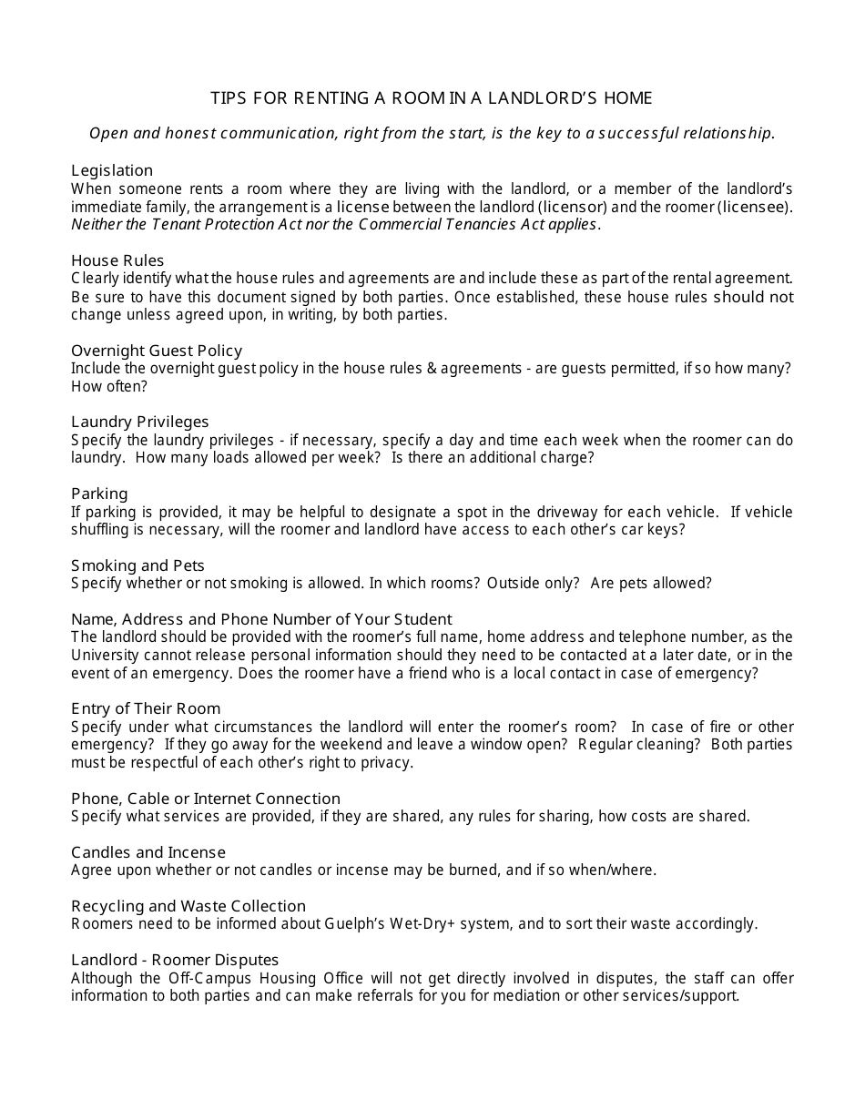 Roomer / Landlord Agreement Template, Page 4