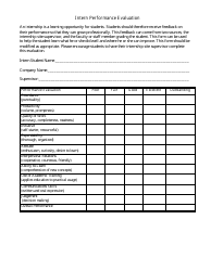 Document preview: Intern Performance Evaluation Form