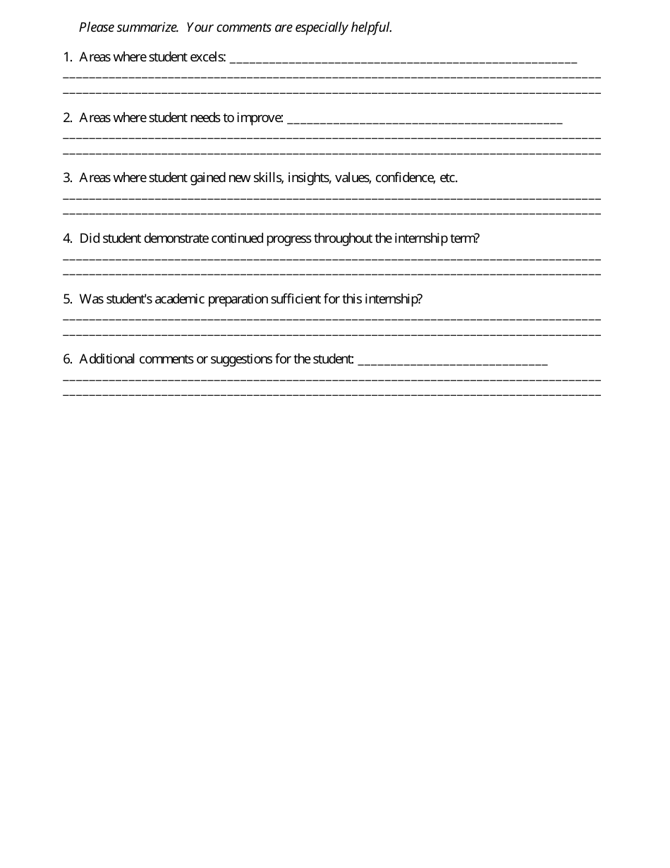 Intern Performance Evaluation Form, Page 2