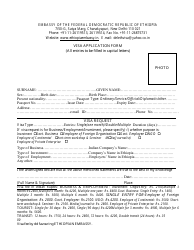 Document preview: Ethiopian Visa Application Form - Embassy of the Federal Democratic Republic of Ethiopia - New Delhi, Delhi, India