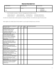 Document preview: Classroom Observation Form - Table and Questions