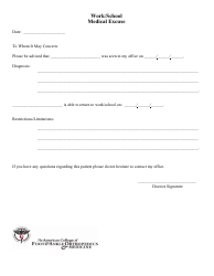 Document preview: Work/School Medical Excuse Form - College of Foot & Ankle Orthopedics & Medicine