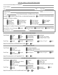 Document preview: Special Meals Prescription Form