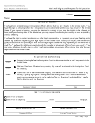 Document preview: DHS Form I-826 Notice of Rights and Request for Disposition