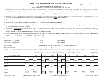 Form UC-252 Pennsylvania Unemployment Compensation Wage Records - Pennsylvania