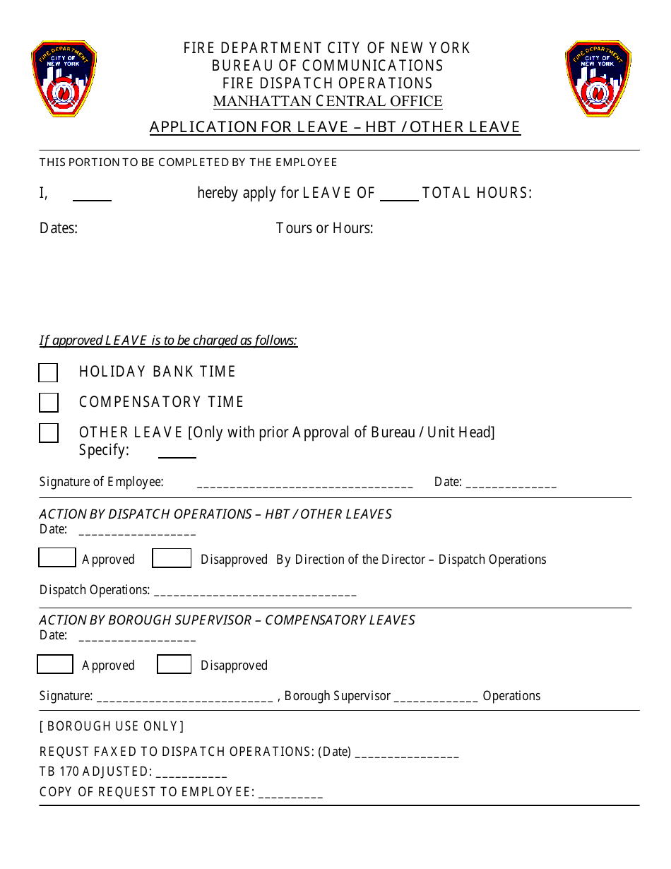 Application for Leave - Hbt / Other Leave - New York City, Page 1
