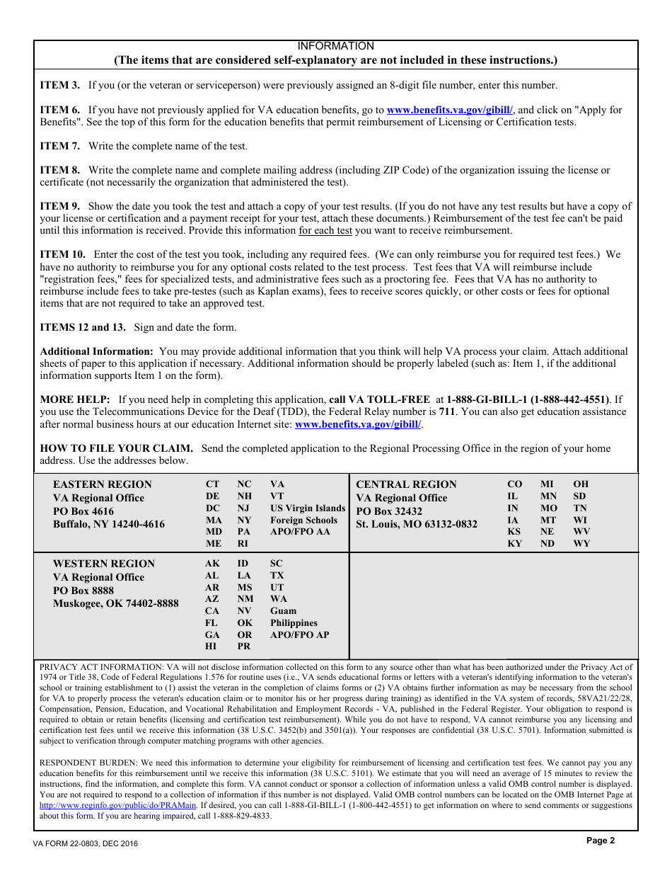 Va form 22 0803 fill out sign online and download fillable pdf