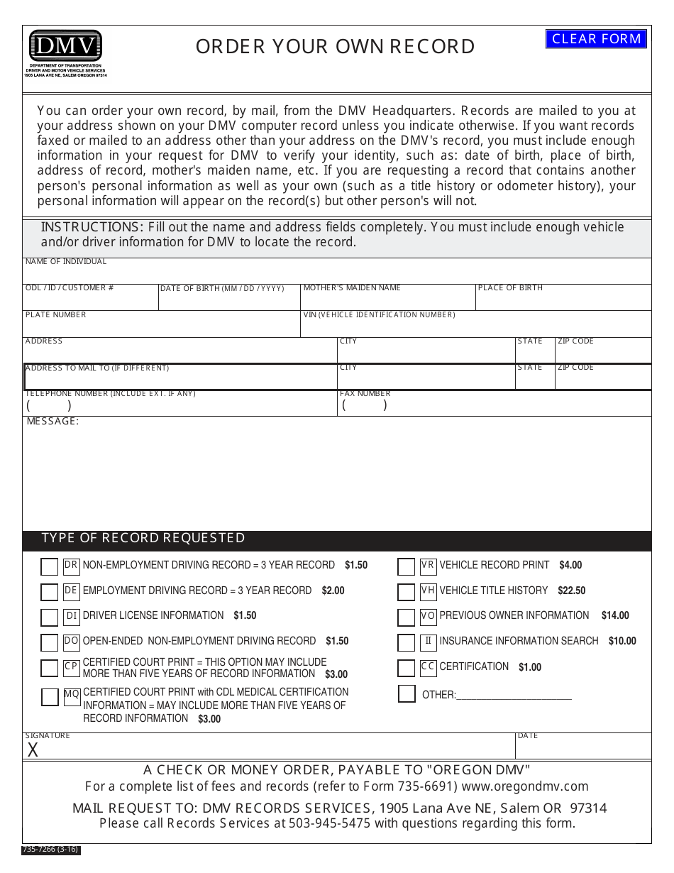 Form 7357266 Fill Out, Sign Online and Download Fillable PDF, Oregon