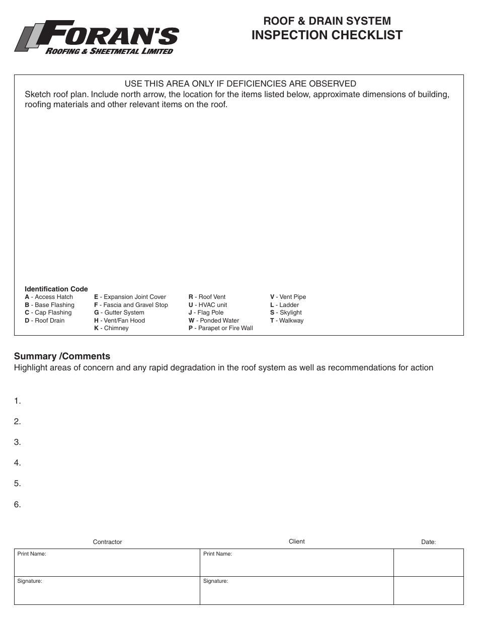 Roof  Drain System Inspection Checklist Template - Forans Roofing  Sheetmetal Limited, Page 3