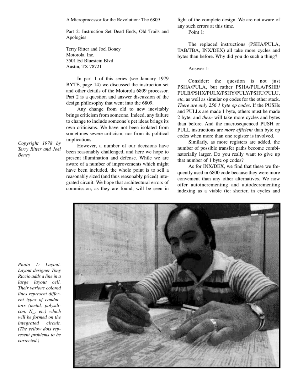 The 6809 Part 1: Design Philosophy - Terry Ritter, Joel Boney, Page 15