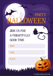 Document preview: Halloween Party Invitation Template - Violet