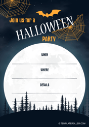 Document preview: Halloween Party Invitation Template - Big Moon