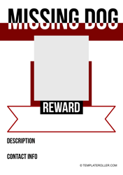 Document preview: Lost Dog Poster Template - Dark-Red