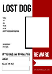 Document preview: Lost Dog Poster Template - Red
