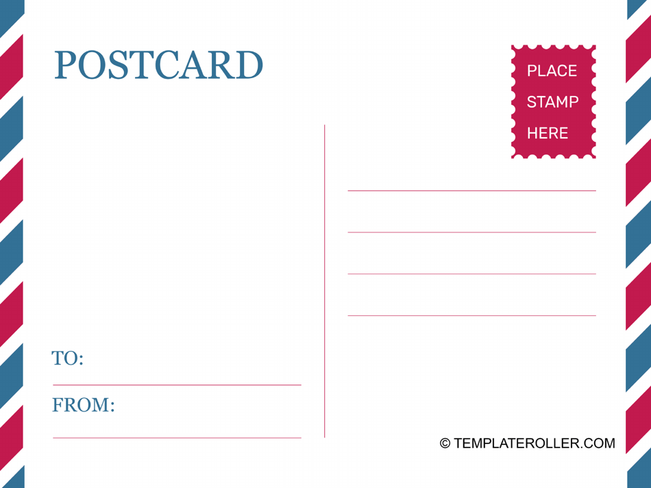 Postcard Template - Red and Blue Image Preview