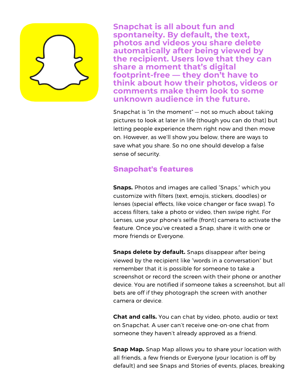 Parents Guide to Snapchat - Connectsafely, Page 4