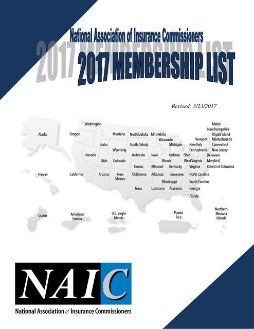 National Association of Insurance Commissioners Membership List - Template Preview