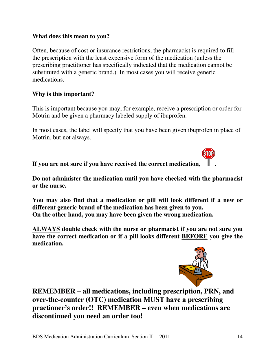 Bds Medication Administration Curriculum: Section Ii - New Hampshire, Page 14