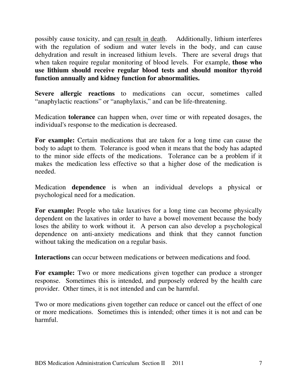 2011 New Hampshire Bds Medication Administration Curriculum Section Ii