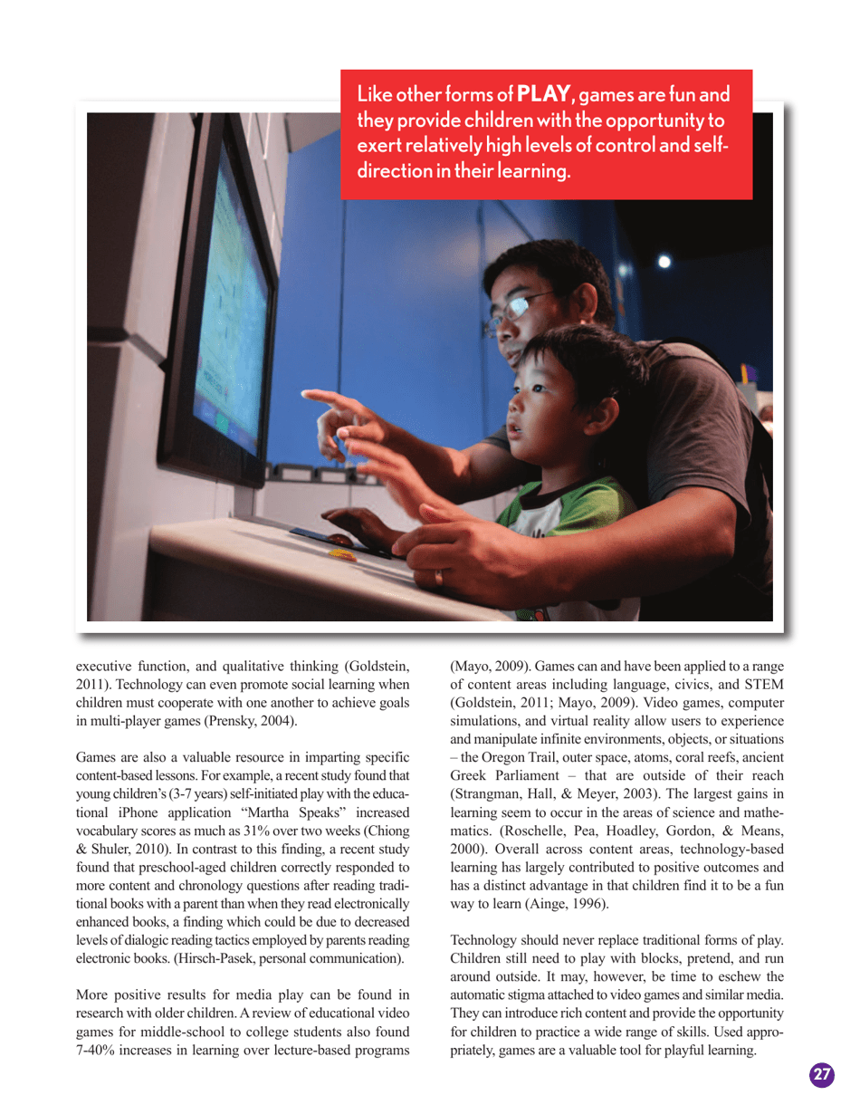 The Power of Play: a Research Summary on Play and Learning - Dr. Rachel E., Page 27