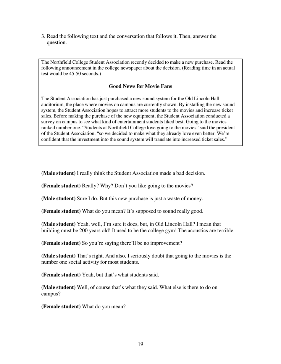 Toefl Ibt Test Questions: Reading Section - Educational Testing Service, Page 19