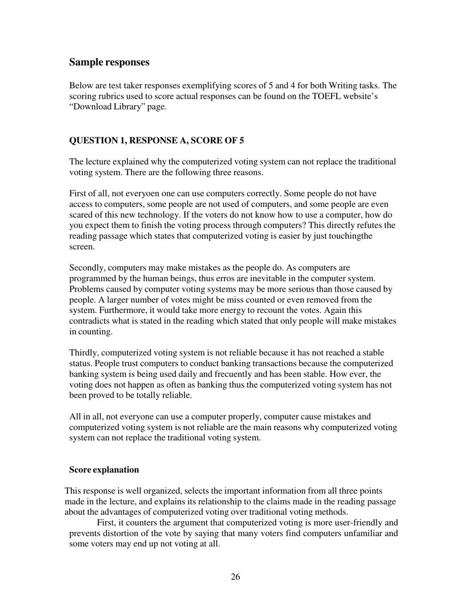 Toefl Ibt Test Questions: Reading Section - Educational Testing Service, Page 26