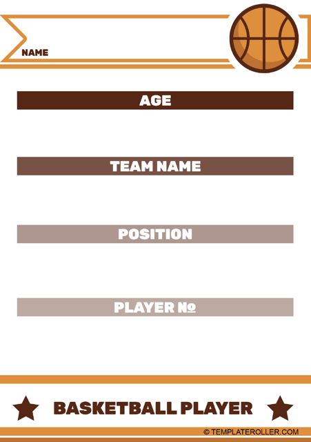 Basketball Card Template - Lines