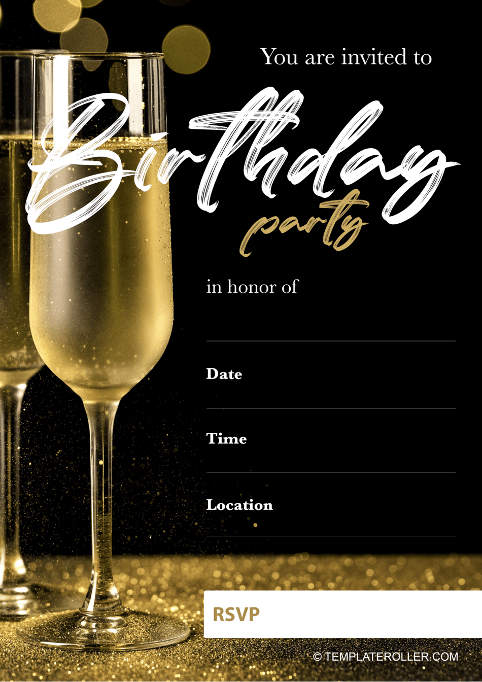 Birthday Party Invitation Template - Black