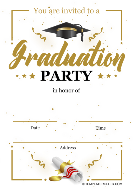 Graduation Party Invitation Template - White