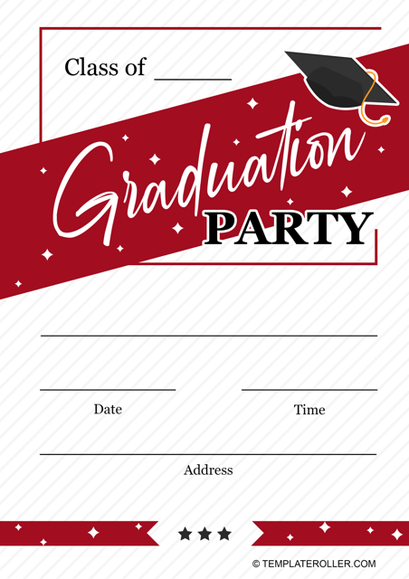 Graduation Party Invitation Template - Red and White