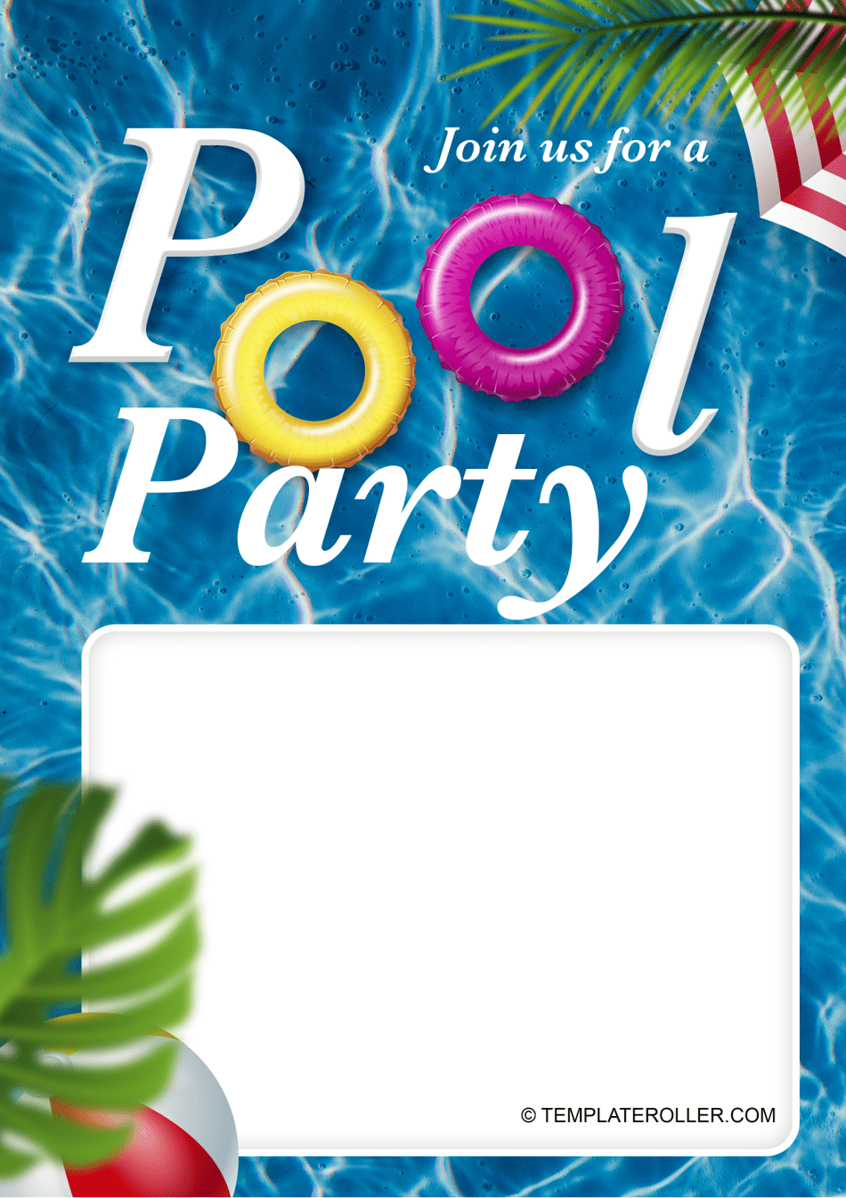 Pool Party Invitation Template - Palm, Page 1