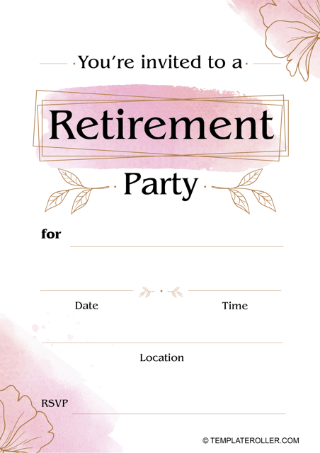 Retirement Party Invitation Template - Pink