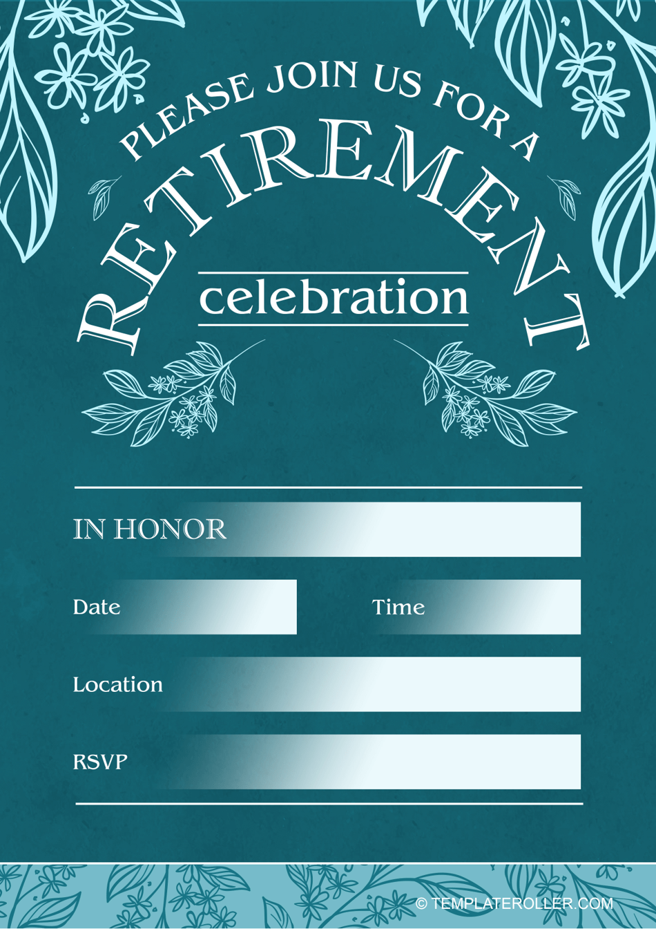 Retirement Party Invitation Template - Dark Green