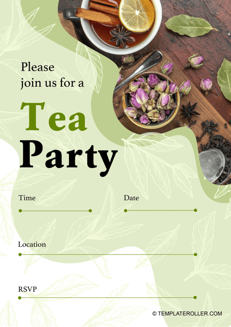 Tea Party Invitation Template - Green