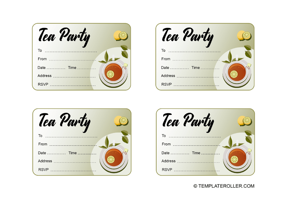 Tea Party Invitation Template - Vintage Tea Cups