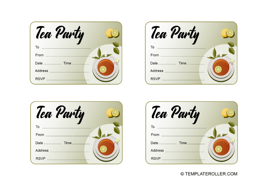 Tea Party Invitation Template - Four Pictures