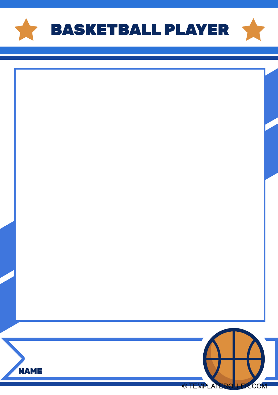 Basketball Card Template Blue Download Printable PDF Templateroller