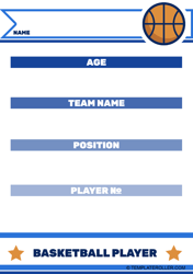 Document preview: Basketball Card Template - Blue Lines