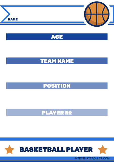 Basketball Card Template - Blue Lines