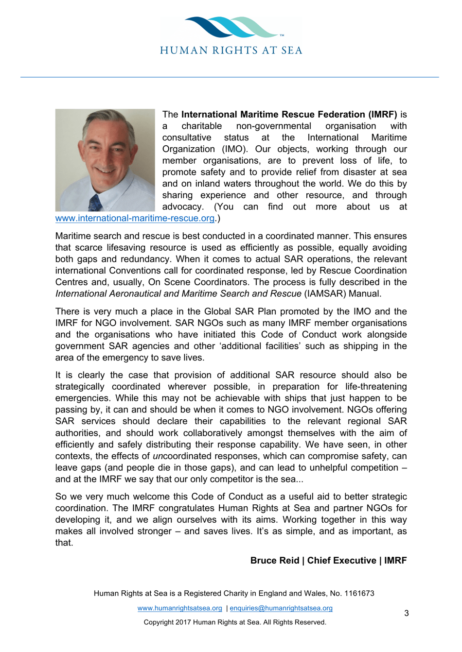 Voluntary Code of Conduct for Search and Rescue Operations Undertaken by Civil Society Non-government Organisations in the Mediterranean Sea, Page 3